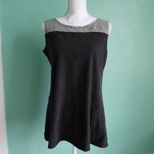 Texture Clothing Color Block Hemp Blend Long Tank Top